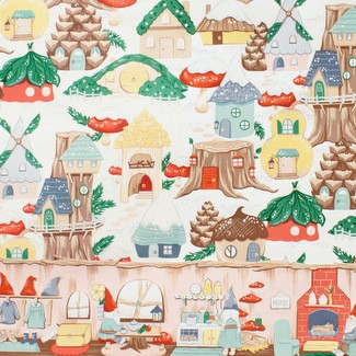 Alexander Henry Fabrics - Christmas Time - Gnome Avenue Pink Tea 7941A