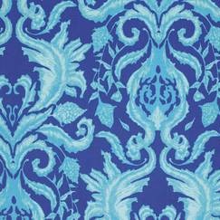 Free Spirit Fabrics - Studio KM - The Garden of Earthly Delights - Damask KM006-8 Blue