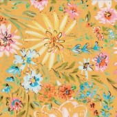 Free Spirit Fabrics - Butterfly Garden by Dena Designs - Watercolor Floral  DF228 Yellow