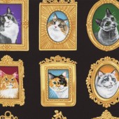 Timeless Treasures Patchworkstoff - Cat Portraits by George McCartney - C1770 Black 