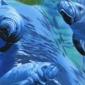 Timeless Treasures - Manatees by Michael Searle - Blue 1165 