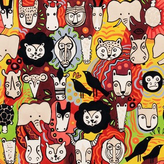 Alexander Henry Fabrics - Faces of Liwaza - Red 7866 A