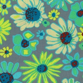 Free Spirit Fabrics - Kaffe Fassett Collective - Brandon Mably BM93 Bloomers Grey
