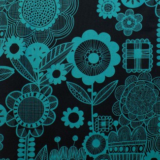 Alexander Henry Fabrics - Prairie House - Wild Flower 8234 C Black/Teal 