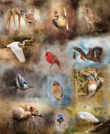 Hoffman Fabrics - Nestled in Nature Digital Panel Print by Steph Adams S4734