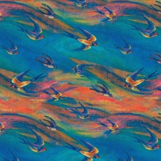 3 Wishes Fabric - Spirit of Flight by Josphine Wall - Swallows 16484 Multi