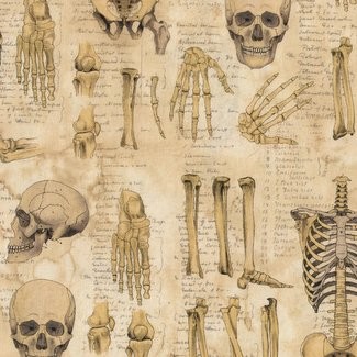 Free Spirit Fabrics - Eclectic Elements by Tim Holtz - Laboratory - Anatomy TH181