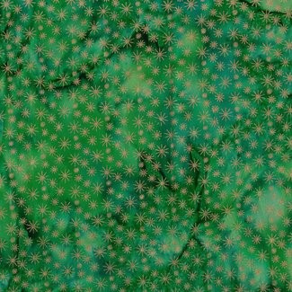 Hoffman California International Fabrics - Bali Batik Stars S2293H-141G Pine/Gold
